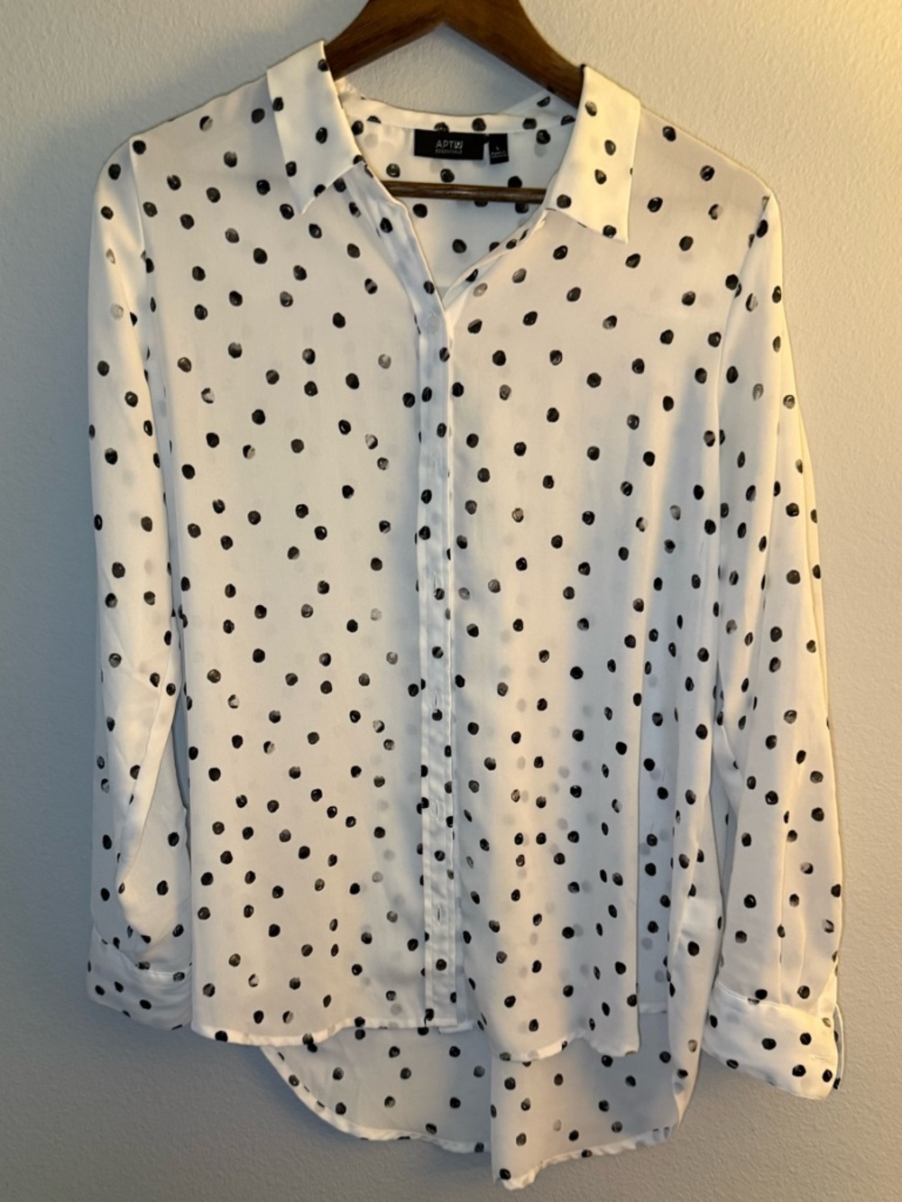 Apt. 9 White Blouse with Black Polka Dots